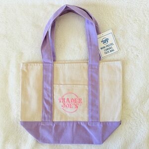 Trader Joe's Mini Pastel Canvas Tote Bag - Purple - Easter - Spring - Viral